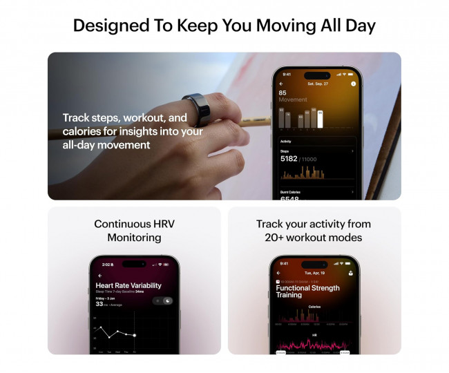 Умное кольцо ULTRAHUMAN Ring AIR (Raw Titanium) (Size 8)